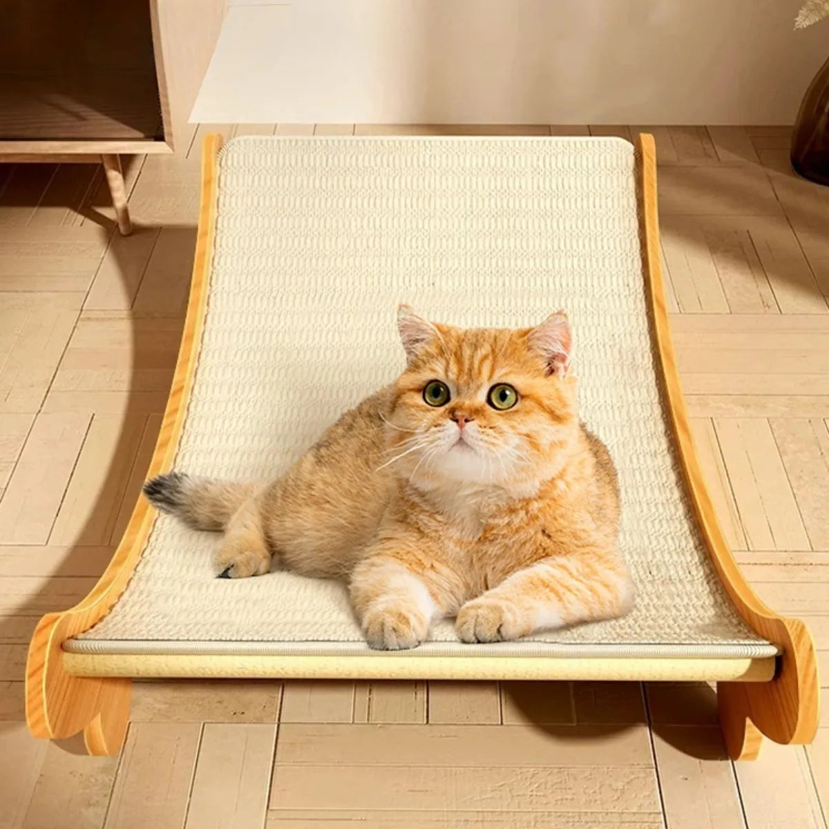Cat Scratcher Bed for Indoor Cats Hammock for Scratching Pad Cat Chair Nartural Sisal Scratch Post for Large Cats Scratcher Lounge, Wooden Cat Furniture