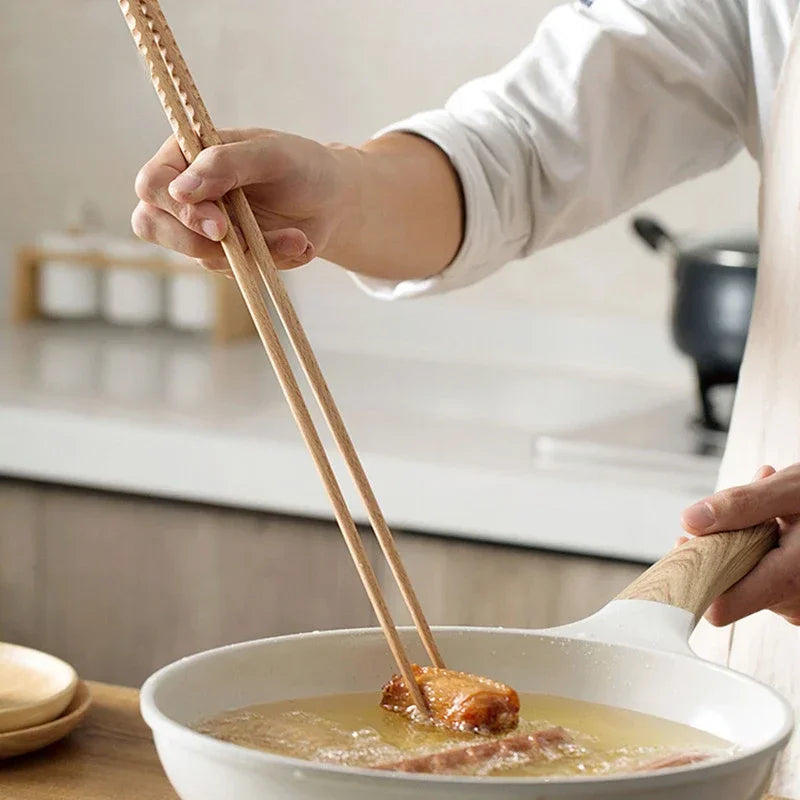 Cooking Chopsticks Wooden Long Chop Sticks Reusable Chopsticks Kitchen Chopstick for Noodles Frying Hotpot