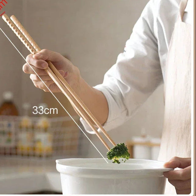 Cooking Chopsticks Wooden Long Chop Sticks Reusable Chopsticks Kitchen Chopstick for Noodles Frying Hotpot