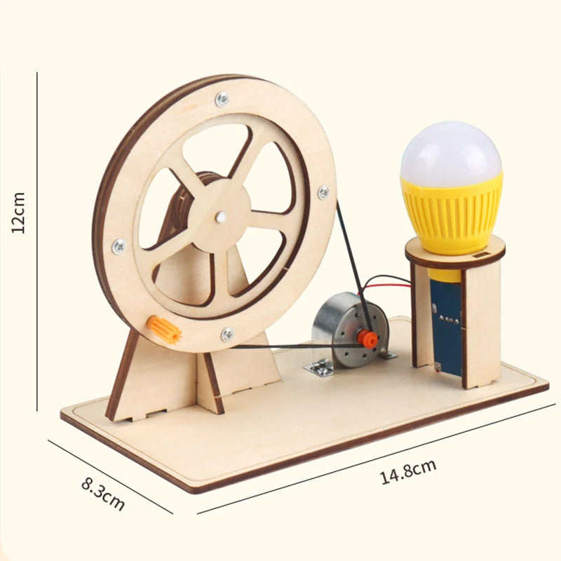 Wooden Hand Generator Kids Science Toy Funny STEM Technology Gadget Physics Kit Educational Toys for Children Learning Toy