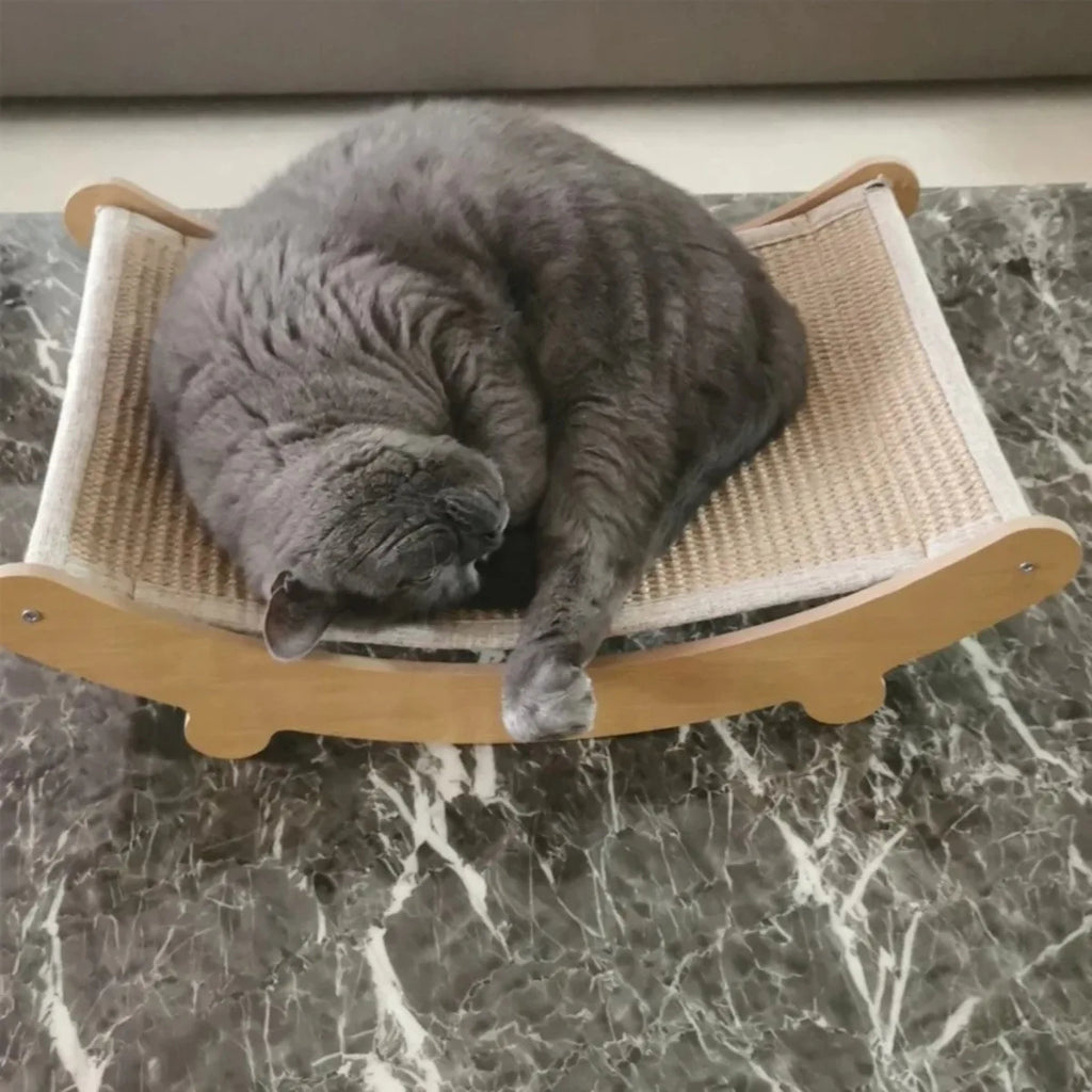 Cat Scratcher Bed for Indoor Cats Hammock for Scratching Pad Cat Chair Nartural Sisal Scratch Post for Large Cats Scratcher Lounge, Wooden Cat Furniture