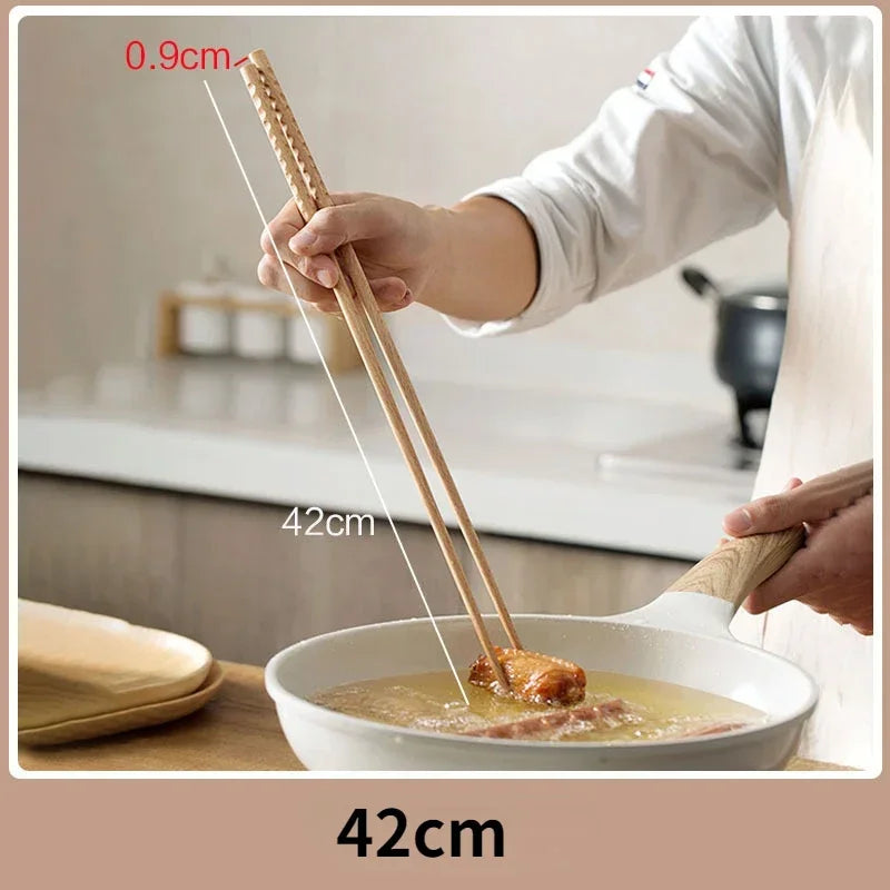 Cooking Chopsticks Wooden Long Chop Sticks Reusable Chopsticks Kitchen Chopstick for Noodles Frying Hotpot