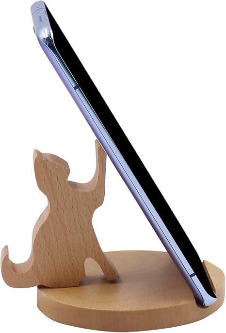 Cute Dog Cellphone Holder Stand Wooden Smartphone Desk Holder for All Mobile Phones Animal Phone Stand Desk Ornament