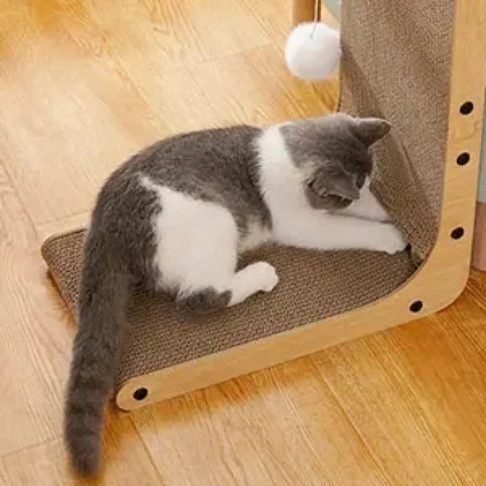 Cat Scratcher, Cat Scratching Post, Cardboard Cat Scratching Board with Ball Toy, Large Vertical L Shape Cat Scratcher Scratch Pads Toys for Indoor Cats, Catnip