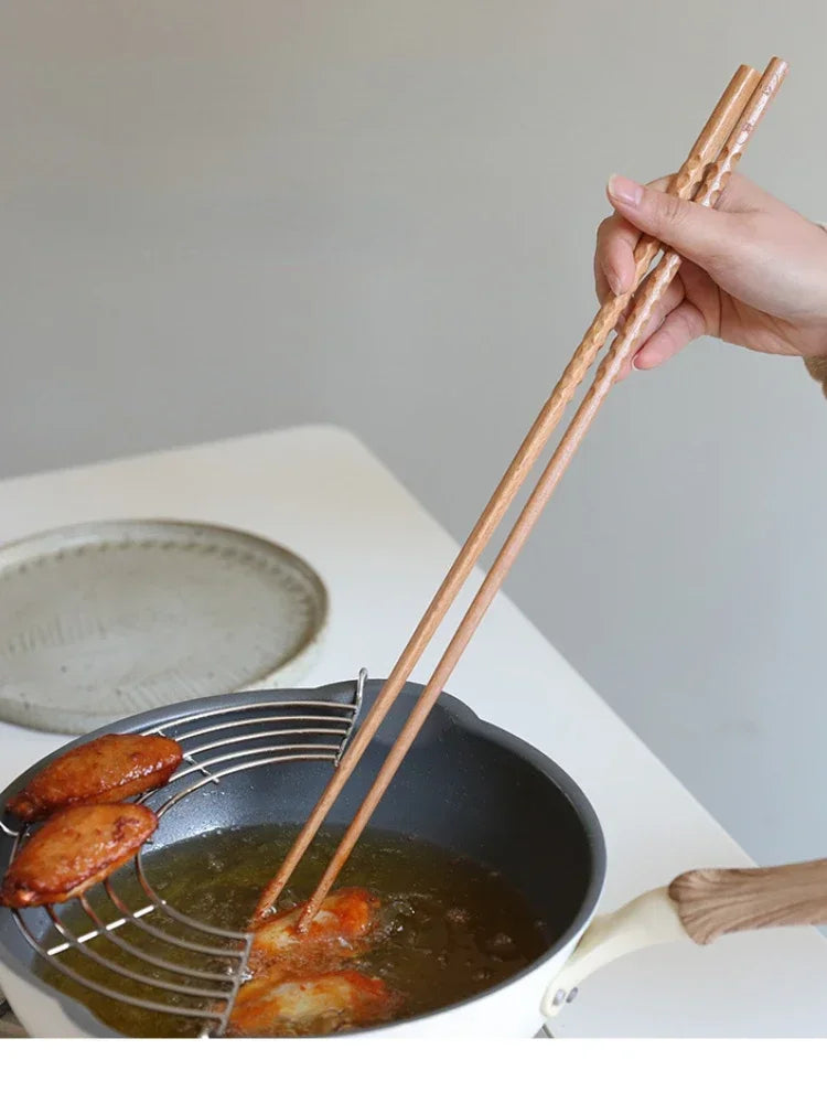 Cooking Chopsticks Wooden Long Chop Sticks Reusable Chopsticks Kitchen Chopstick for Noodles Frying Hotpot
