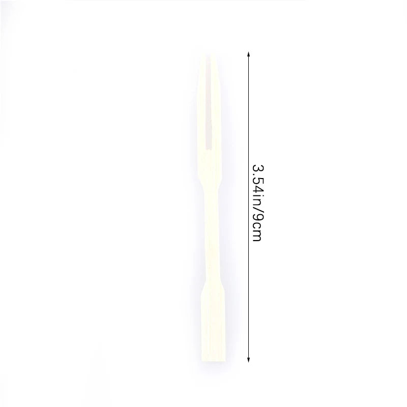 Mini Bamboo Forks 3.5 inch, Cocktail Forks Appetizer Forks, Small Wood Forks for Fruit, Disposable Tiny Food Picks for Party，Charcuterie Supplies Accessories, Wooden Toothpicks Fork. 100 PCS