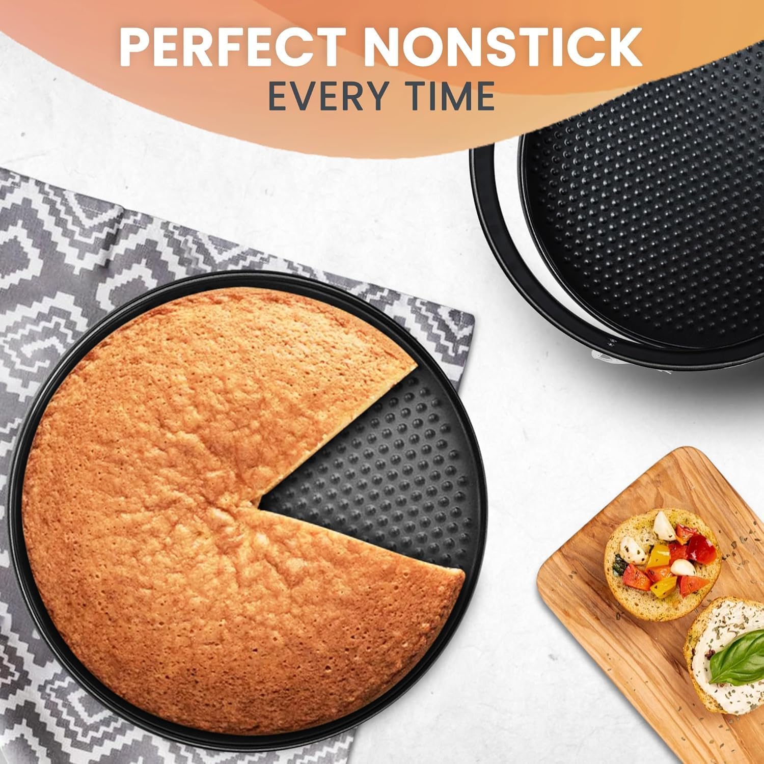Non-Stick 6 Inch Cake Pan with Removable Bottom - Leakproof Springform Pan with 50Pcs Parchment Papers - Perfect for Cakes, Cheesecakes, and Compatible with 3 Qt Instant Pot - Bonus E-Book