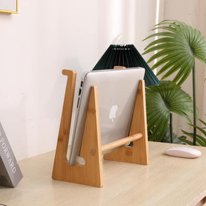 Wooden Laptop Stand,Wooden Vertical Laptop Stand for Desk,Bamboo Laptop Stand Compatible with MacBook Air Pro/Dell XPS/Surface pro/HP/Pixelbook/Lenovo,More Laptops13-18.6inch