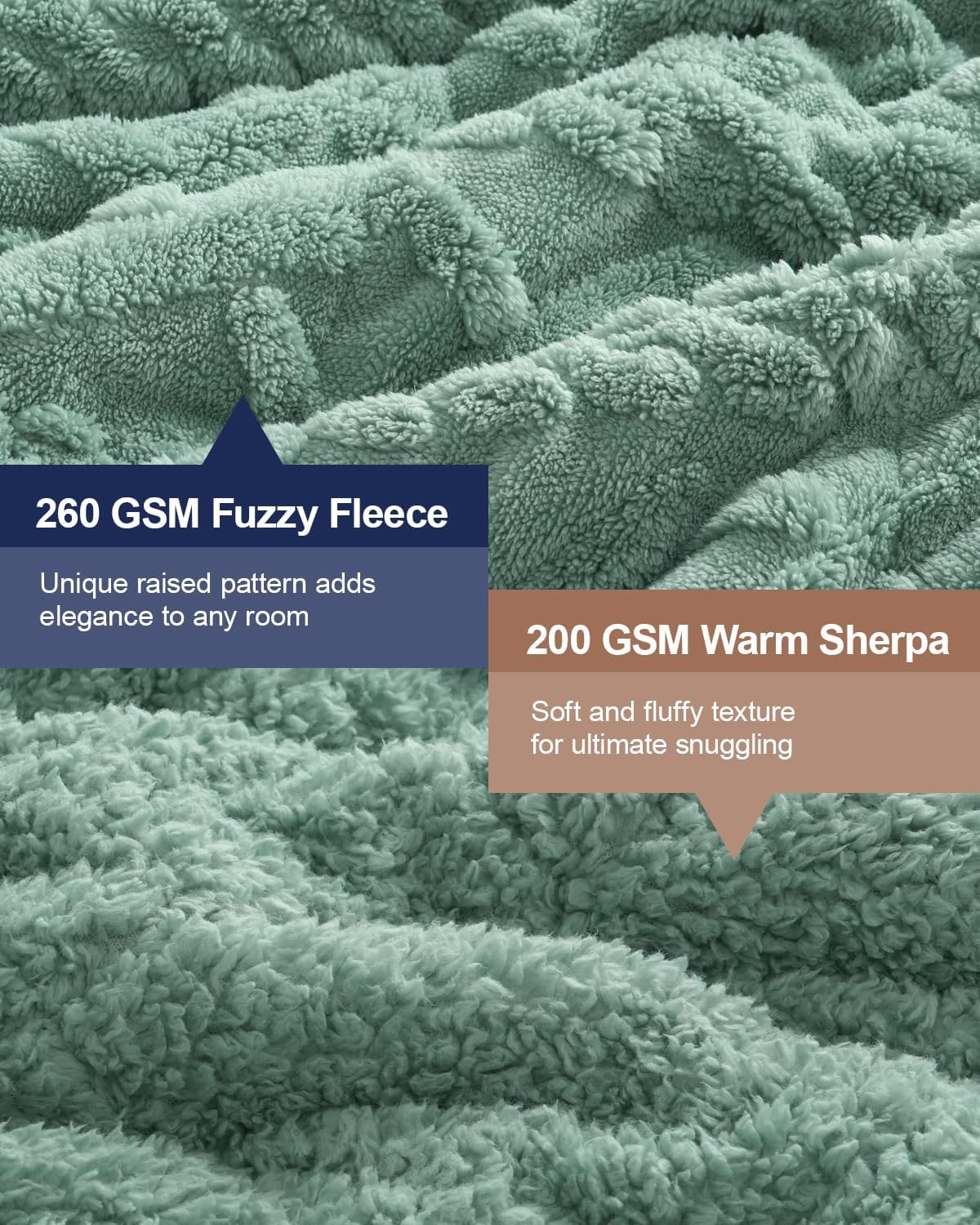 Green Cottonblue Weighted Blanket for Adults Queen Size 6.61 pound, Soft Fluffy Sherpa Fleece Jacquard Weighted Blankets Throw 27"x40" for Sleep Relax, Fuzzy Warm Arch Heavy Blanket for Bed Couch, Green