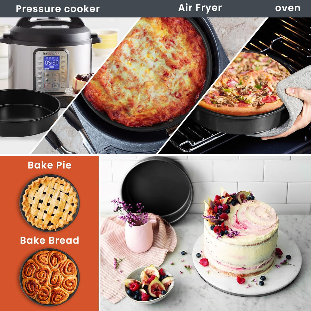 9-Inch Round Cakes Pan Set of 2 with 40 Pieces Parchment Paper Rounds, Nonstick Baking Cake Pans Sets for Baking