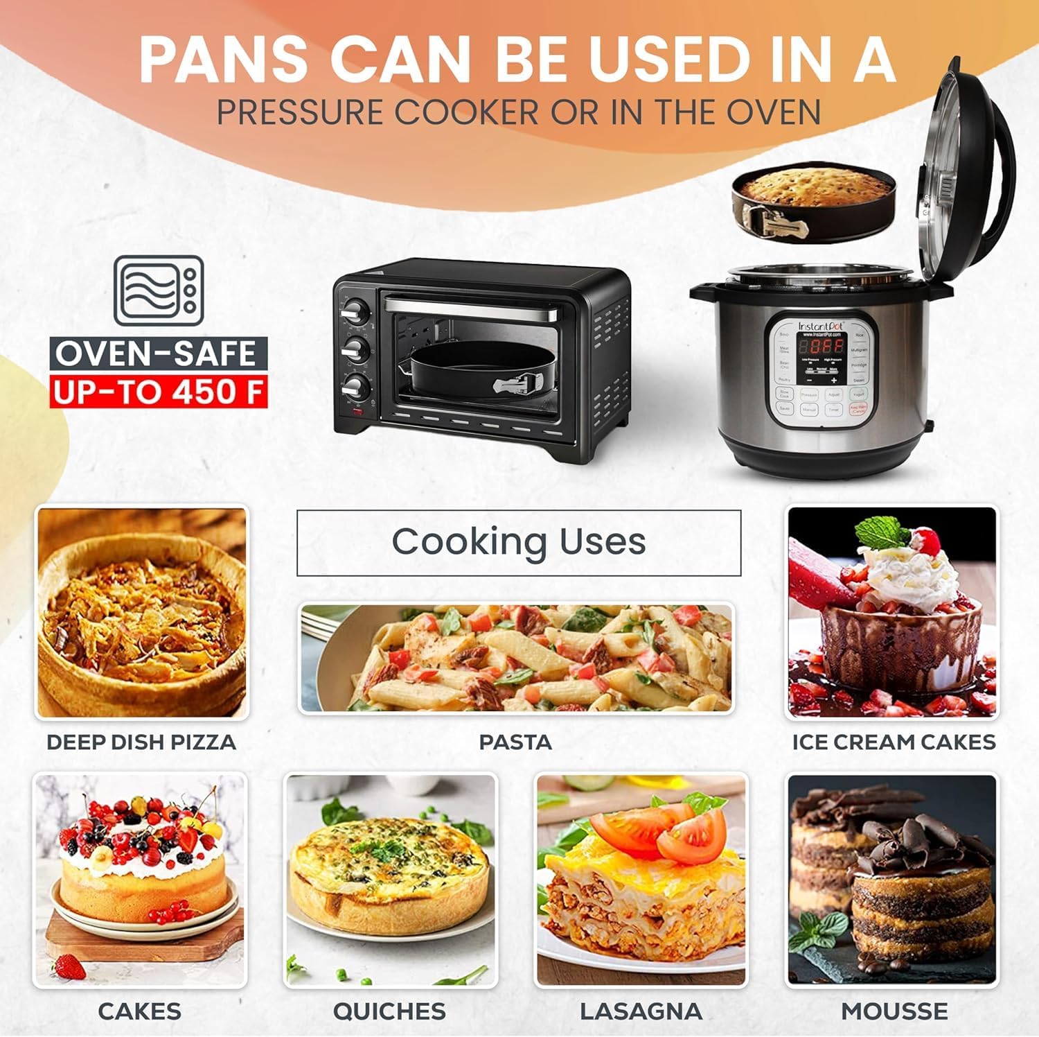 Non-Stick 6 Inch Cake Pan with Removable Bottom - Leakproof Springform Pan with 50Pcs Parchment Papers - Perfect for Cakes, Cheesecakes, and Compatible with 3 Qt Instant Pot - Bonus E-Book