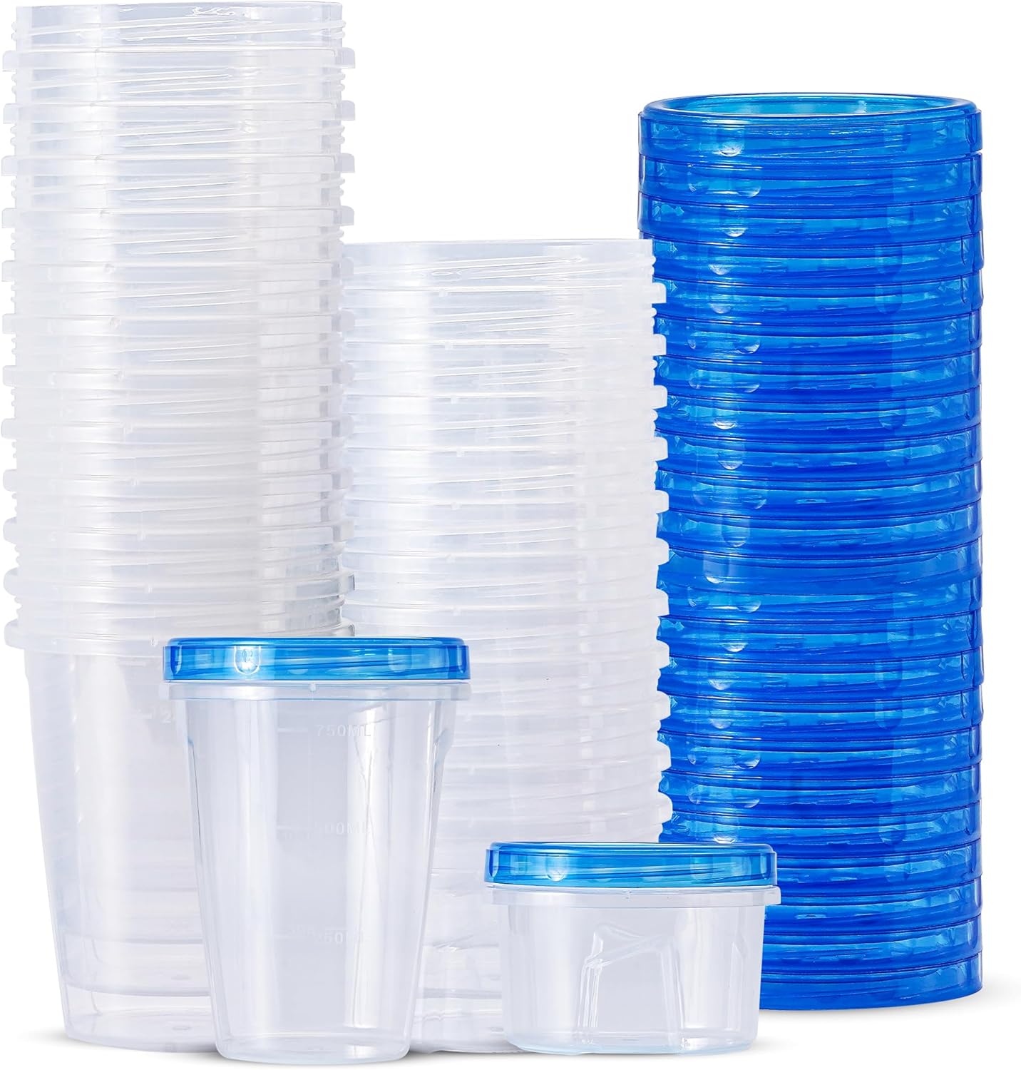 48 pcs Freezer Storage Containers with Lids-(32 & 16OZ) 24 Food Storage Containers with 24 Twist Top-Deli Container for Soup-Reusable Plastic Box for Lunch, Gym, Travel