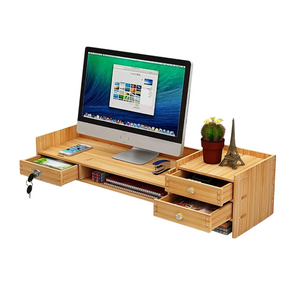 Tabletop Monitor Stand w/3 Drawers Two top Platforms Desk Organizer with Storage Desktop Computer Stand for PC Laptop