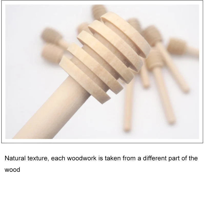 100pcs Honey Mixing Stirrer, 6.3 Inches Wooden Honey Dipper, Smooth Honey Comb Stick, Honey Spoon Collecting Dispensing Drizzling Jam (Round Handle)