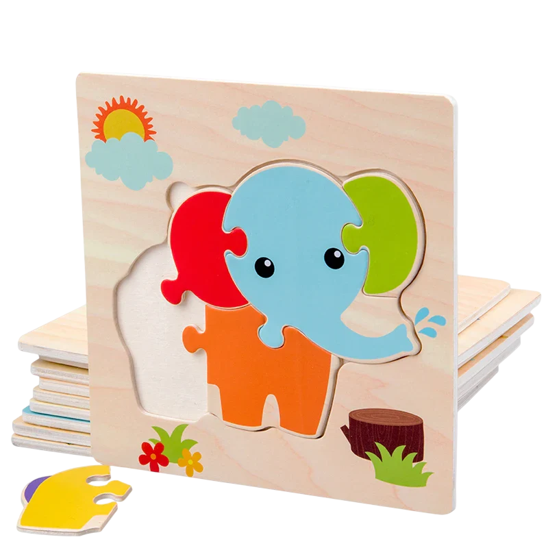 1PC Baby Wooden 3D Puzzles Tangram Shapes Learning Educational Cartoon Animal Intelligence Jigsaw Toys For Children Gift (Copy)