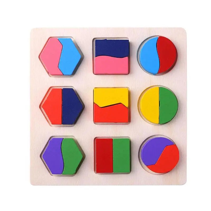3in1 Wooden Geometric Shapes Stacking Rings and Fractions Boards- Shape Sorter Sorting Toy Stacking Game – Montessori Materials Educational Learning Toys for 3 4 5 6 Years