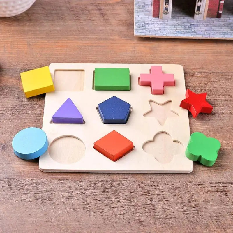 3in1 Wooden Geometric Shapes Stacking Rings and Fractions Boards- Shape Sorter Sorting Toy Stacking Game – Montessori Materials Educational Learning Toys for 3 4 5 6 Years