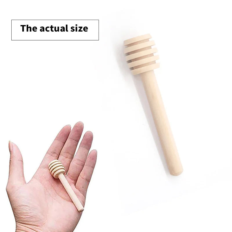 100pcs Honey Mixing Stirrer, 6.3 Inches Wooden Honey Dipper, Smooth Honey Comb Stick, Honey Spoon Collecting Dispensing Drizzling Jam (Round Handle)