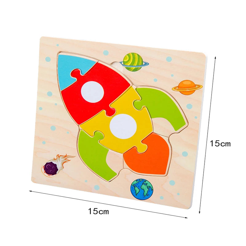 1PC Baby Wooden 3D Puzzles Tangram Shapes Learning Educational Cartoon Animal Intelligence Jigsaw Toys For Children Gift (Copy)