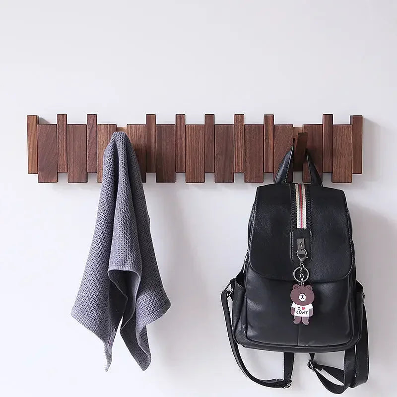 Natural Wood Wall Mounted Piano Coat Rack| Coat Rack Wall Mount| Flip Down Wall Hook Rack 5 Hooks| Entryway Wall Art Hook,Made of Acacia Wood (Wood Wax Oil Dyed Walnut Color).Wall Art (Copy)
