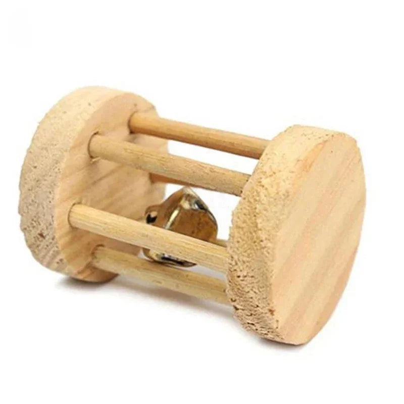 1pc Hamster Toys Rat Toys Chinchilla Toys Hamster Chew Toys Cage Accessories Apple Wood Sticks Ladder Bell Roller for Gerbil Guinea Pigs and Other Small Animal