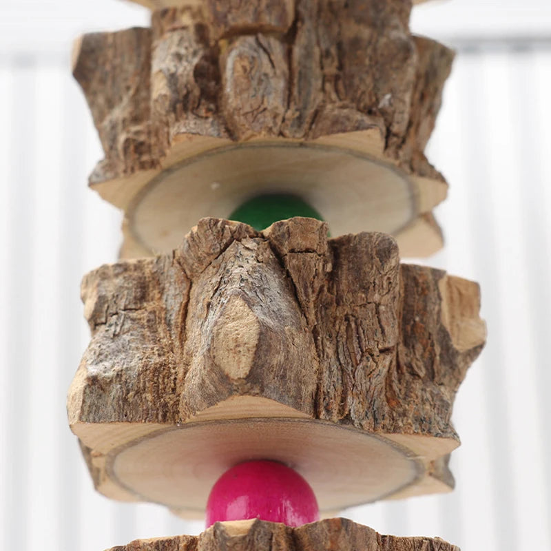 1pc Parakeet Wooden Chew Toy, Hanging Wood Cookies for Pecking and Chewing, Great for Parrots, Macaws, African Grays & Conures