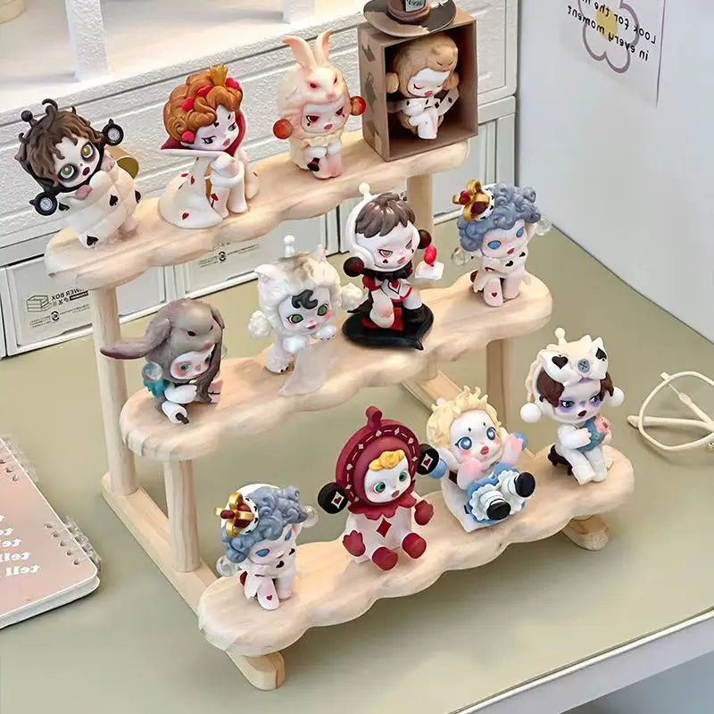 Wood Display Stand for Action Figures Tiered Showing Risers Collectibles Organizer Detachable Wooden Storage Rack for Figurines Toys Mini Dolls Cupcakes 3-Tier (Copy)