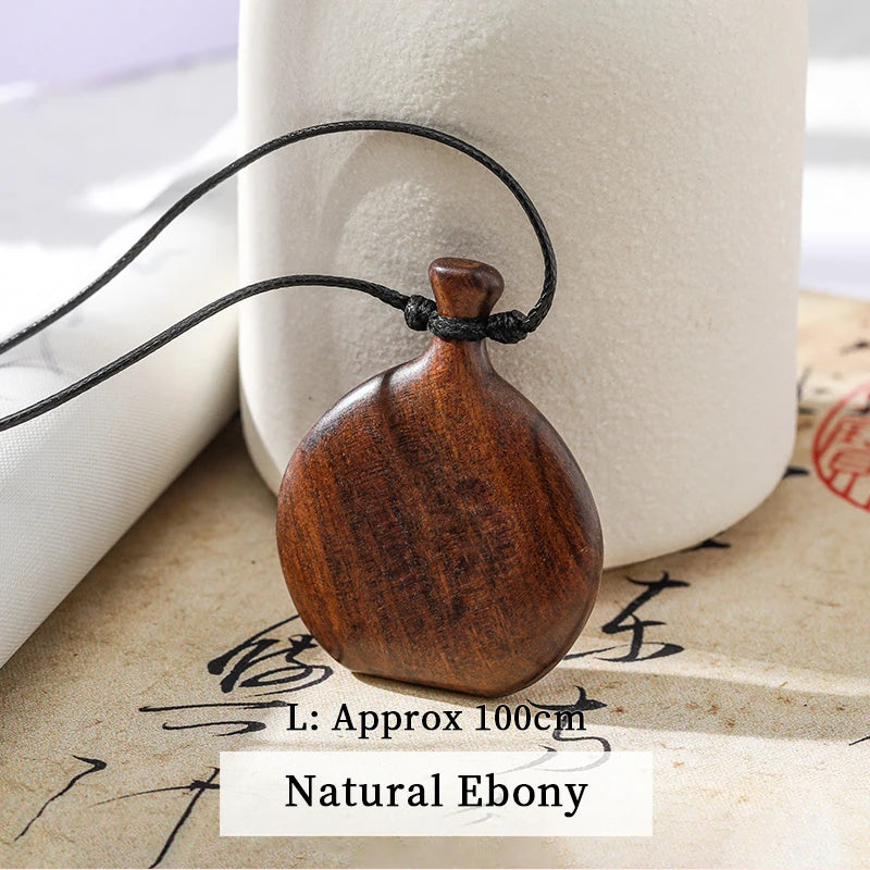 JD Vintage Brown Black Color Wooden Flagon Long Pendant Necklaces Adjustable Rope Chain Chokers Women Men Birthday Jewelry Gift