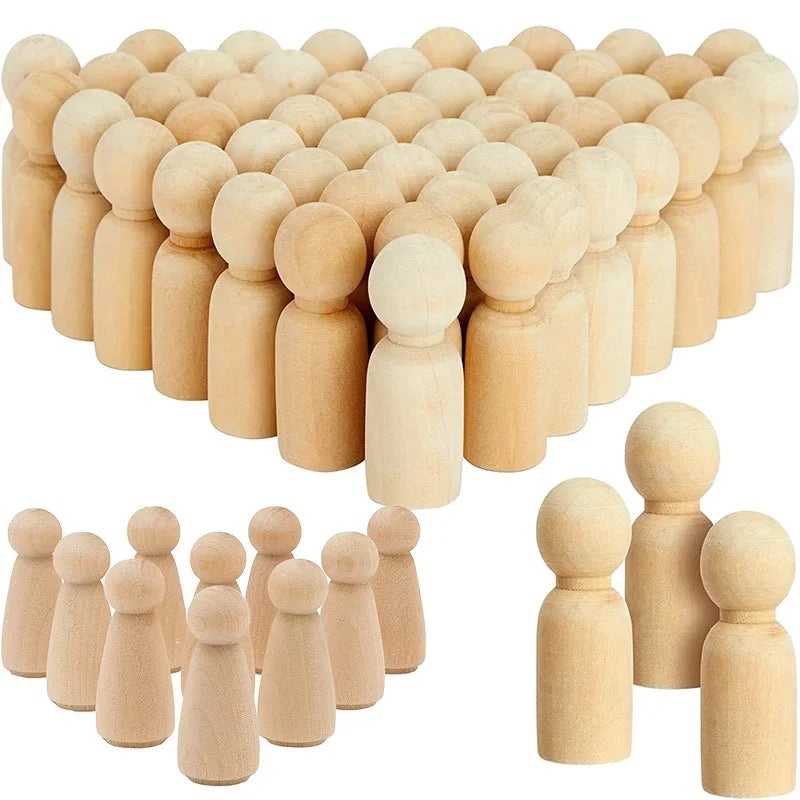 10pcs 35mm Wooden Peg Dolls, Unfinished Wooden Male People Shape Nature Plain Wood Body Dolls for Art Craft Projects DIY, Men Pattern