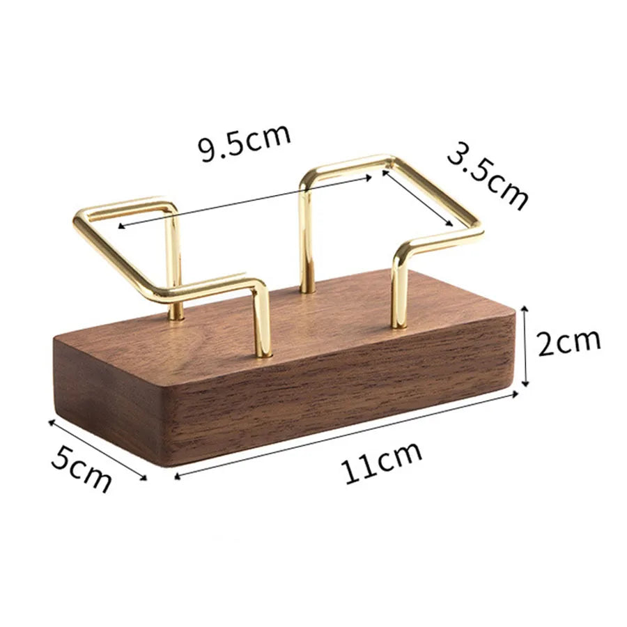 Wooden Business Card Holder, Business Card Holder for Desk with Golden Accents, Display Stand Postcard Holder for Office Home Desktop, Office Desk Accessories for Men and Women (Copy)