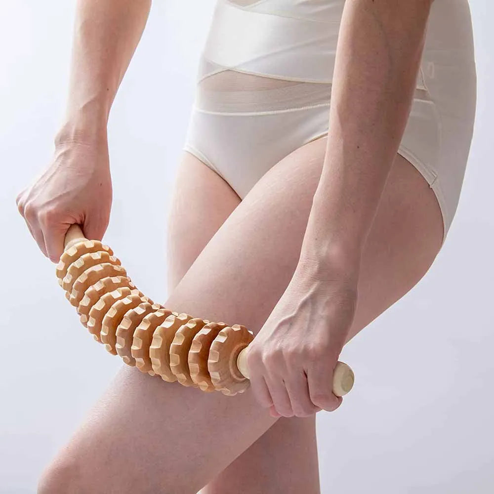 Wood Massage Roller Wood Therapy Massage Tools Body Roller Cellulite Roller Fascia Blaster Wooden Massager for Lymphatic Drainage, Maderoterapia, Pain Relief(Curved)