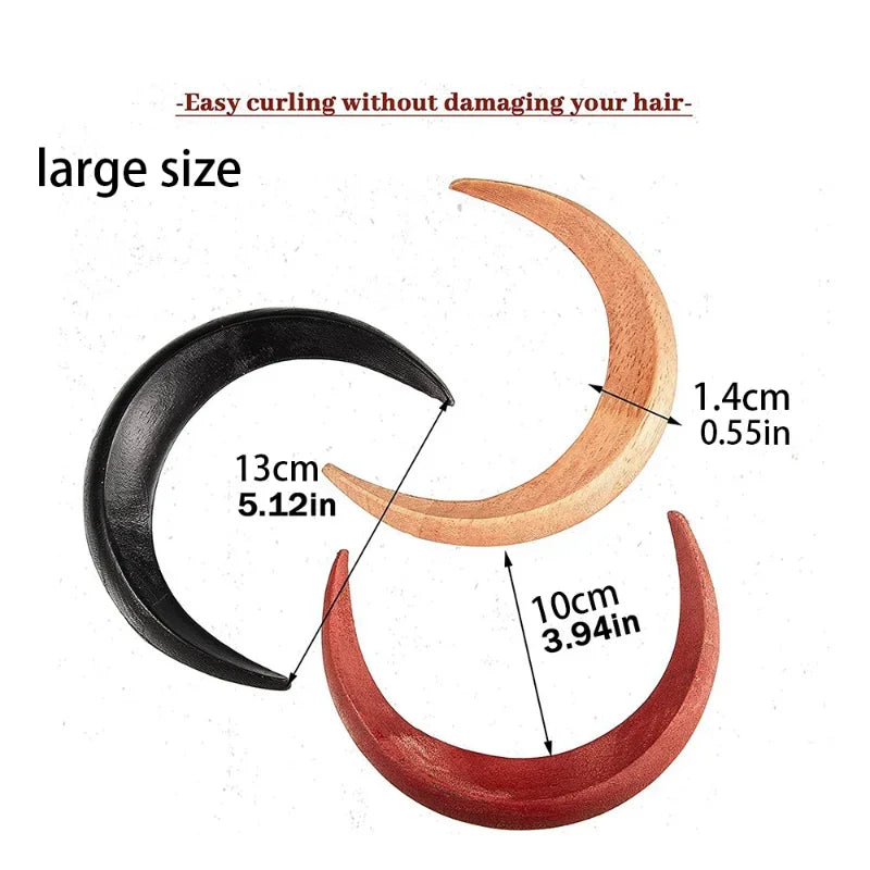 1PC Moon Hair Fork Hairpin for Women 5.12'' Moon Stick Hand Carved Clip Thin Hair Accessories Wooden Barrettes Lightweight Styling Tool