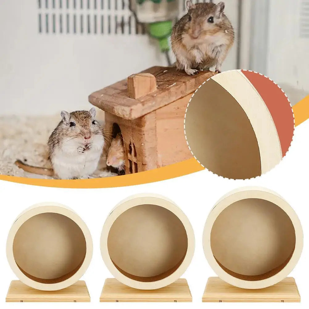 Small Pets Exercise Wheel Hamster Wooden Mute Running Spinner Wheel Play Toy for Rat Gerbil Mice Chinchillas Hedgehogs Guinea Pigs