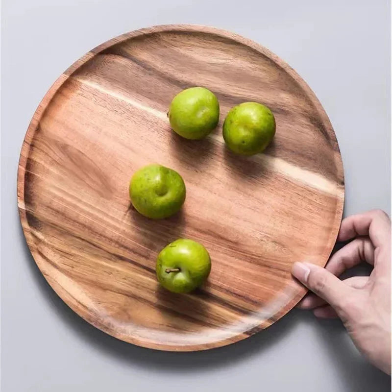 3in1 Bamboo Serving Platter, Round Wood Tray, Wooden Serving Tray, Fruit, Bread, Salad Plate, Charcuterie Serving Board