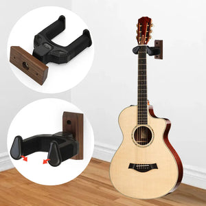 Guitar Wall Mount - Hanger Holder for Acoustic Electric Guitars Bass Ukulele - Solid Wood Wall Stand