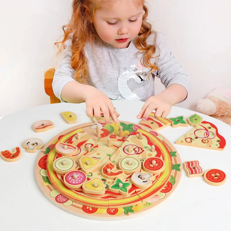 Cutting Play Food Toy for Kids Kitchen,Wooden Pizza Set Pretend Play Kitchen Accessories,Learning Toy Birthday Gifts for Boys Girls Toddlers (Copy)