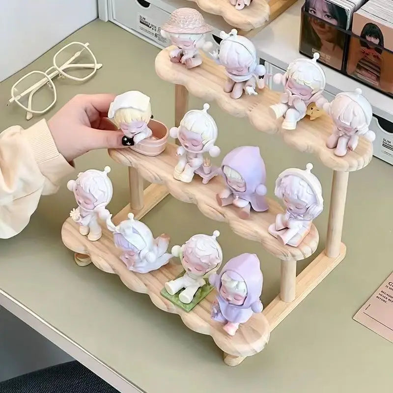 Wood Display Stand for Action Figures Tiered Showing Risers Collectibles Organizer Detachable Wooden Storage Rack for Figurines Toys Mini Dolls Cupcakes 3-Tier (Copy)