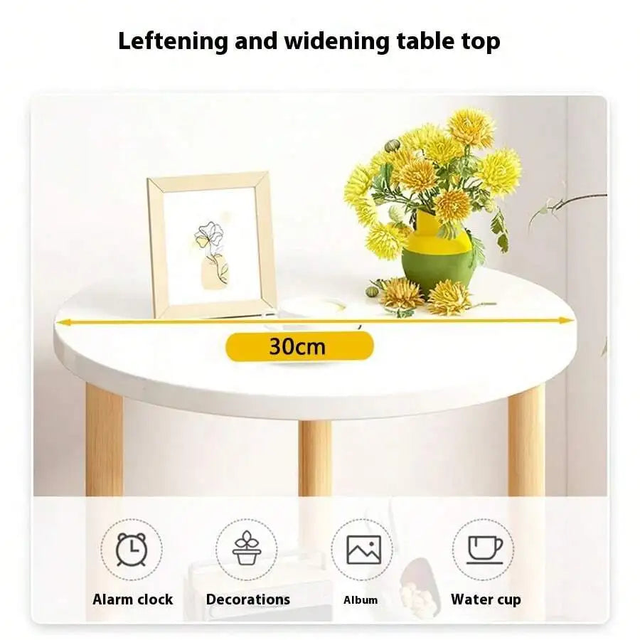 Wooden Modern Round Square Bedside Table Double-Layer Nightstand Home Office Bedroom Living Room Sofa Side Table Coffee Table (Copy)