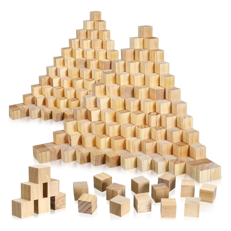 100pcs 20mm Solid Smooth Unfinished Wood Cubes, Blank Wooden Blocks for DIY Crafts, Creating Unique Puzzle Making Piece
