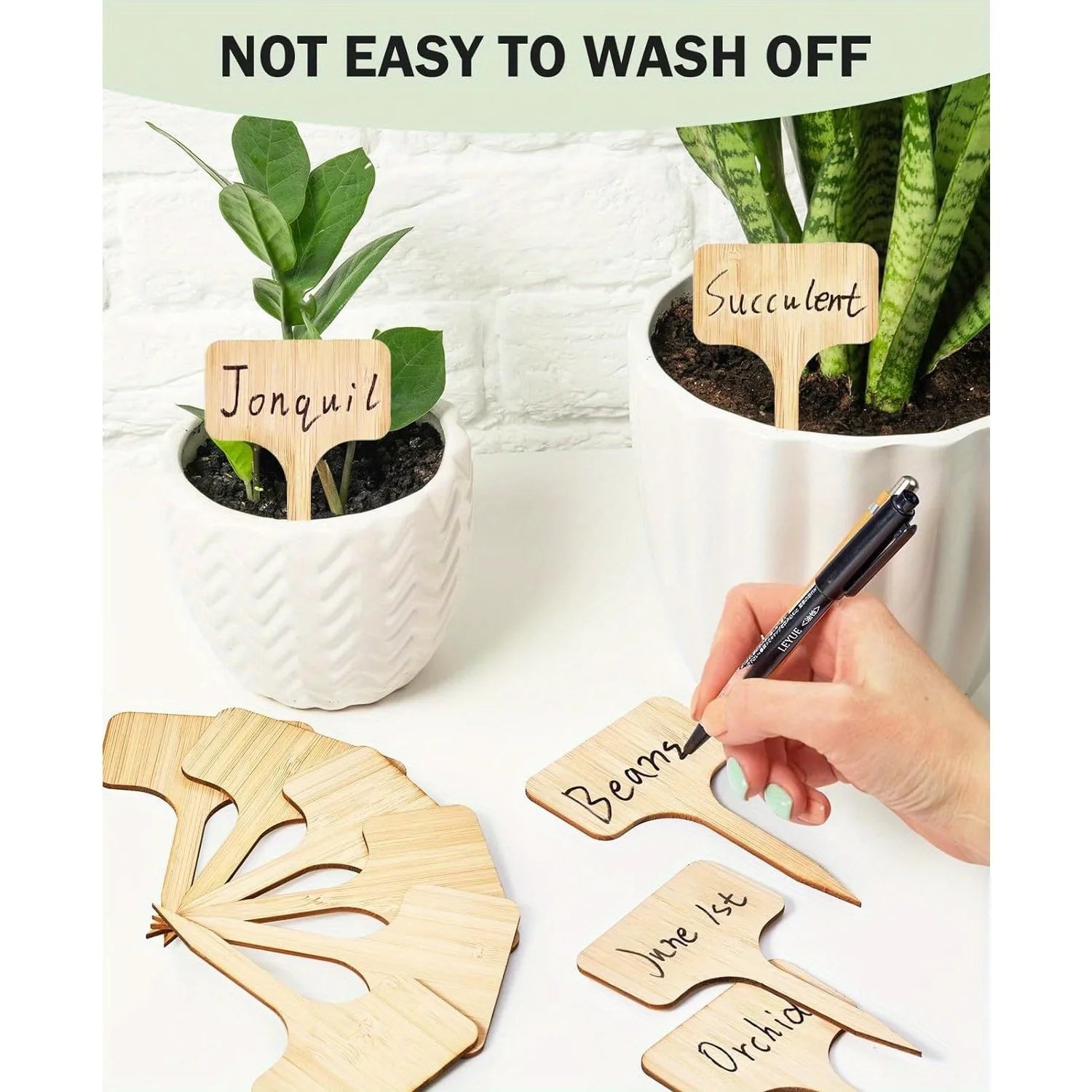 60pcs Wooden Plant Labels, Eco-Friendly T-Type Bamboo Plant Labels Tags Garden Plant Markers for Seed Potted Herbs Flowers Vegetables (Copy)