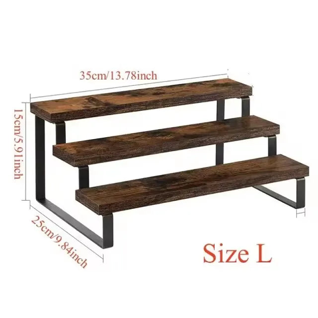 Wooden Display Riser Stand, Tiered Perfume and Cologne Organizer Stand, 3 Tier Spice Rack Organizer, Rustic Display Shelf for Candles (3 Tier) (Copy)