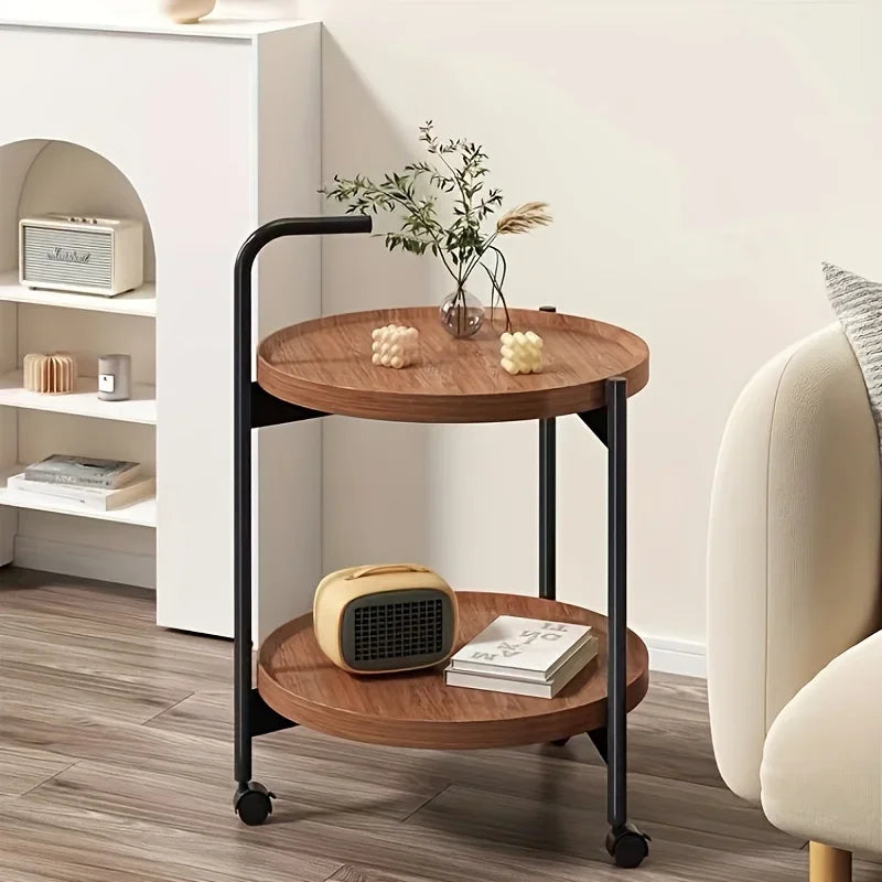 Nordic Style Rolling Side Table, Sofa Table with Wheels - Suitable for Modern Style Home Decor and Storage
