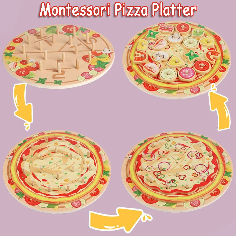 Cutting Play Food Toy for Kids Kitchen,Wooden Pizza Set Pretend Play Kitchen Accessories,Learning Toy Birthday Gifts for Boys Girls Toddlers (Copy)