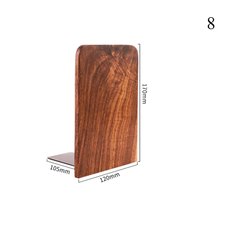 1PC Natural Bamboo Bookend Large Capacity Office Book Ends Anti Slip Book Stand Holder Bookshelf Ends for Home Office Library School Study Decoration
