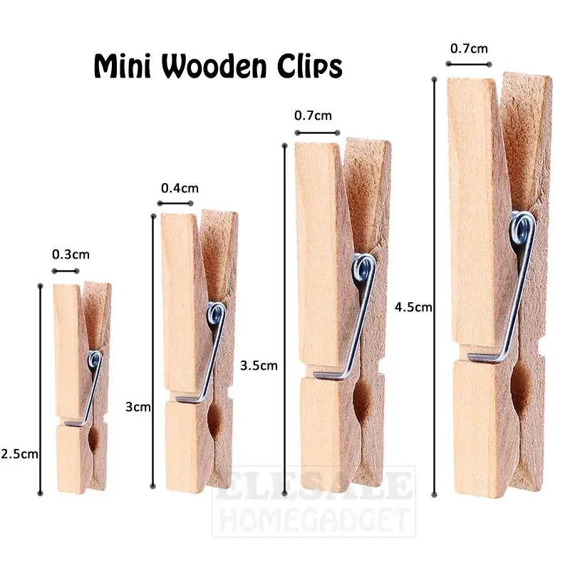 6pcs In Different Sizes Mini Clothespins, Mini Clothes Pins for Photo Natural Wooden Small Picture Clips for Crafts 50pcs Decorative Wood Clips for Wall Hanging Pictures