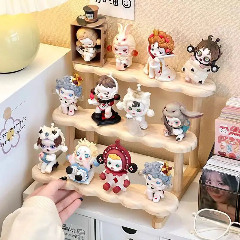 Wood Display Stand for Action Figures Tiered Showing Risers Collectibles Organizer Detachable Wooden Storage Rack for Figurines Toys Mini Dolls Cupcakes 3-Tier (Copy)