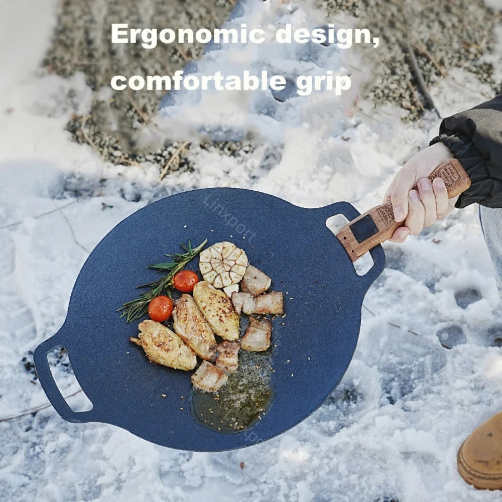 2pc Outdoor Grill Pan Handle Anti-scalding Solid Wood Handle Bayonet Adjustable Heat Resistant Insulated Grip Outdoor Camping Tool