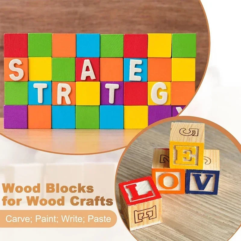 100pcs 20mm Solid Smooth Unfinished Wood Cubes, Blank Wooden Blocks for DIY Crafts, Creating Unique Puzzle Making Piece