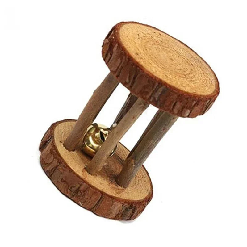 1pc Hamster Toys Rat Toys Chinchilla Toys Hamster Chew Toys Cage Accessories Apple Wood Sticks Ladder Bell Roller for Gerbil Guinea Pigs and Other Small Animal