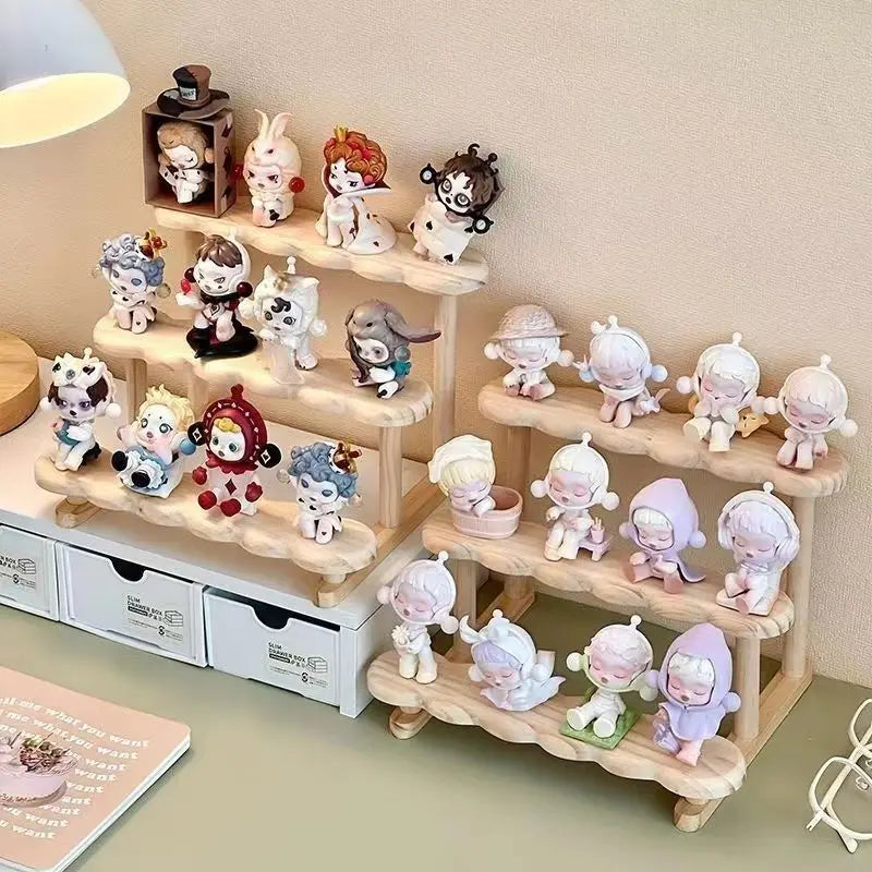 Wood Display Stand for Action Figures Tiered Showing Risers Collectibles Organizer Detachable Wooden Storage Rack for Figurines Toys Mini Dolls Cupcakes 3-Tier (Copy)